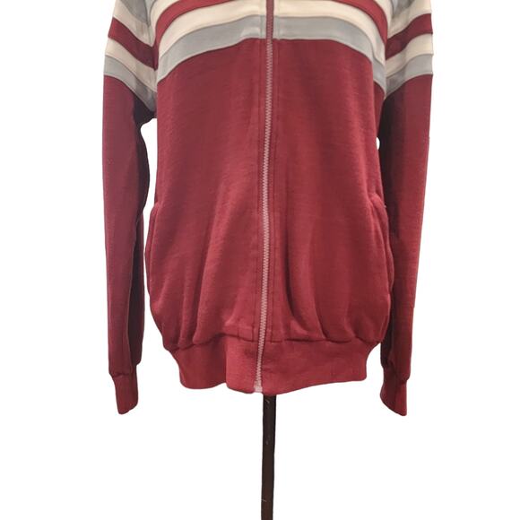 Vintage Christian Dior Monsieur Striped Burgundy & Gray Zipped Jacket Size Large - Picture 7 of 13
